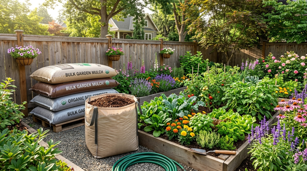 Lifestyle garden scene: A neatly organized residential garde