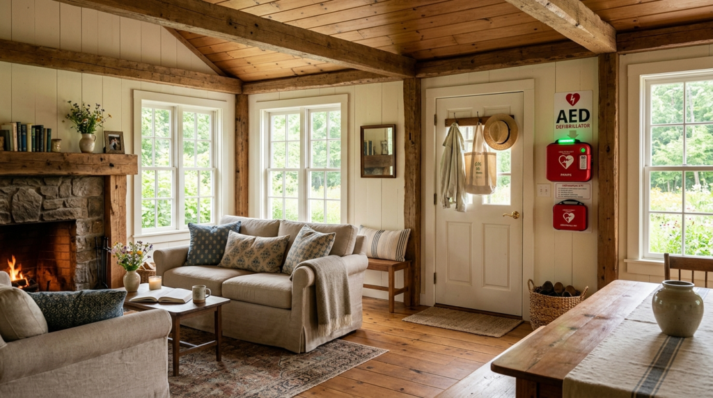 Realistic lifestyle photograph of a summer cottage interior