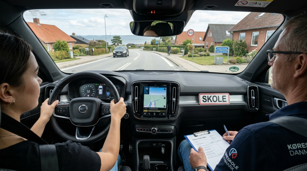 Close-up of car interior dashboard during daytime driving le